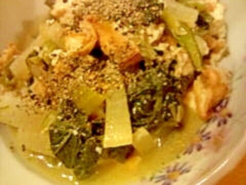 小松菜と絹揚げの煮物